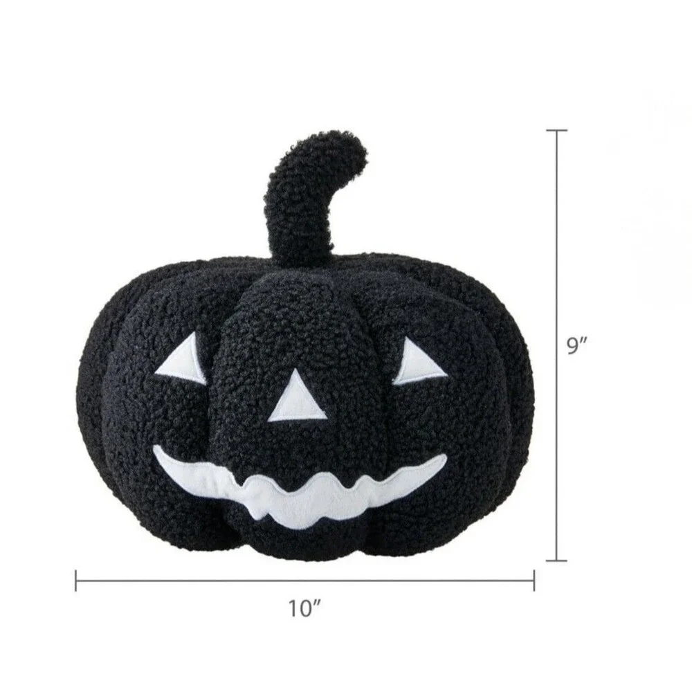 Pair of New Plush Jack-o'-Lantern Decorative Pillows•Black&White•Fall•Halloween